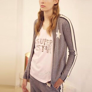 套装 清仓现货 束脚裤 Freud星星竖条显瘦羊绒拉链开衫 女灰黑 Bella