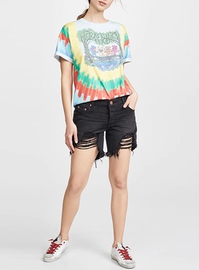 清仓 一件4折 两件2.8折 不退不换 One Teaspoon 黑色牛仔短裤女