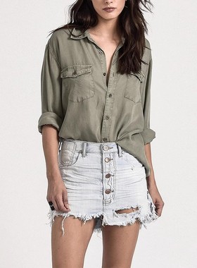 清仓 一件4折 两件2.8折 不退不换 One Teaspoon 蓝色牛仔短裙女