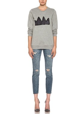 国内现货 Current/Elliott 高腰浅蓝色时尚豹纹显瘦小脚牛仔裤女