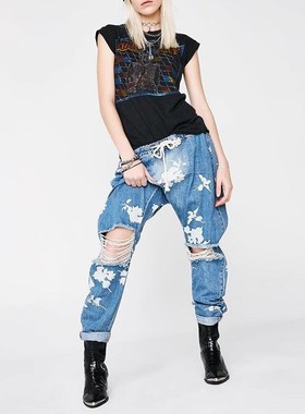 清仓 一件4折 两件2.8折 不退bu换 One Teaspoon蓝色男友风牛仔裤