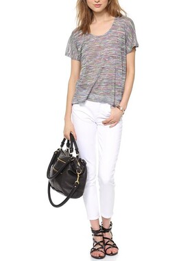 现货 Goldsign 中腰纽扣门襟白色显瘦腿长修身九分直筒小脚牛仔裤