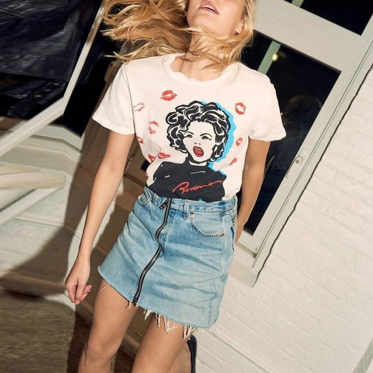 国内现货 Re/Done拼接做旧蓝色拉链口袋毛边抽须牛仔短裙半身裙女