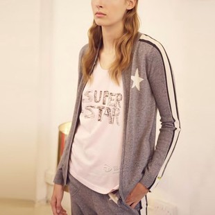 套装 清仓现货 束脚裤 Freud星星竖条显瘦羊绒拉链开衫 女灰黑 Bella