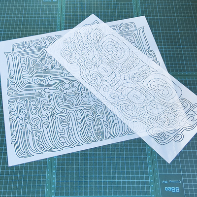 262神兽饕餮纹刺子绣画图松针纹模板diy拓图描图工具杯垫茶垫茶席