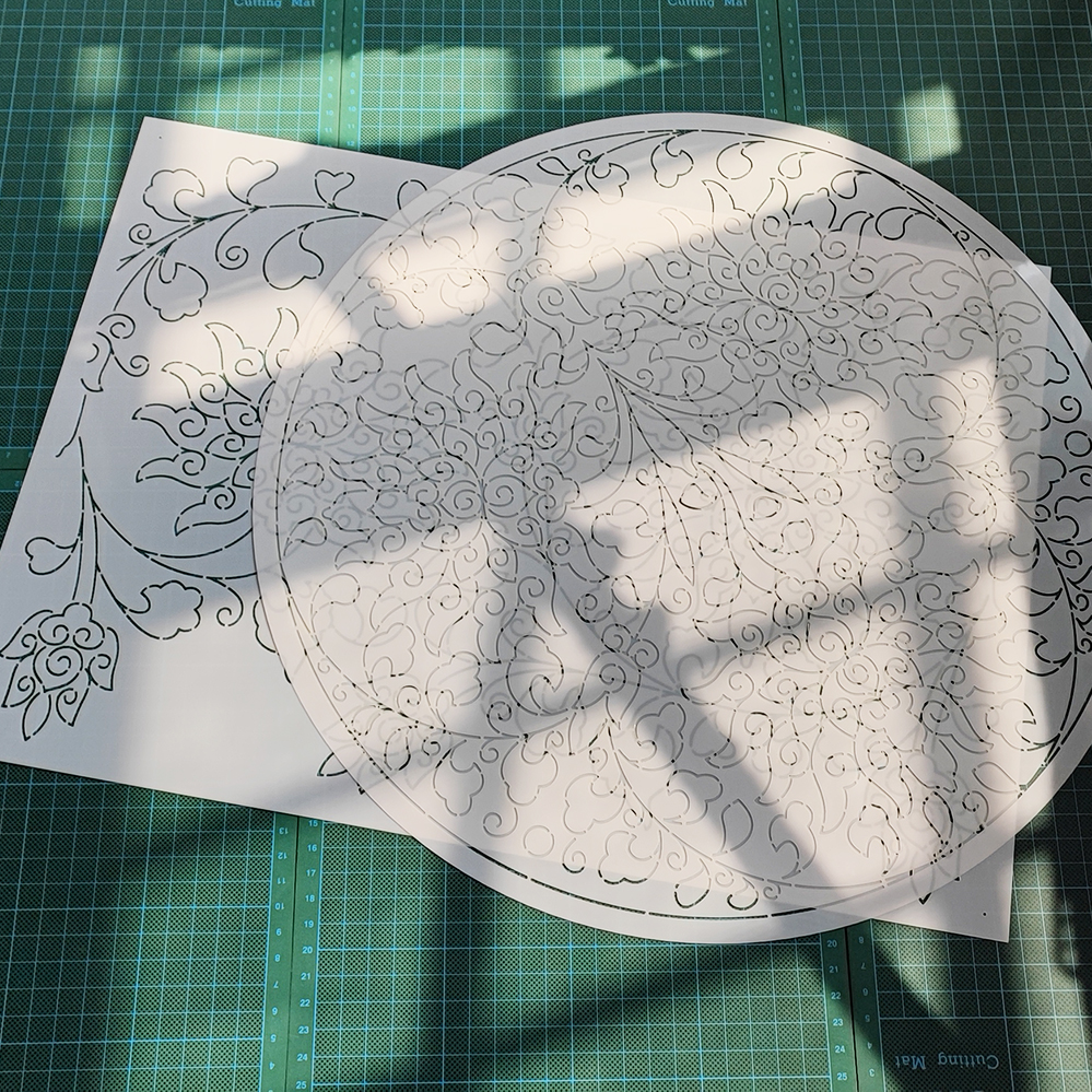 270莲花缠枝纹古典刺绣画图纹样模板diy拓图描图工具杯垫茶垫茶席