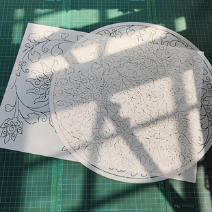 270莲花缠枝纹古典刺绣画图纹样模板diy拓图描图工具杯垫茶垫茶席