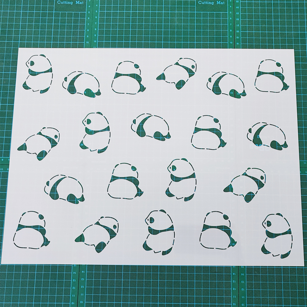 121可爱熊猫刺绣刺子绣镂空画图模板diy拓图描图工具模版绘图杯垫