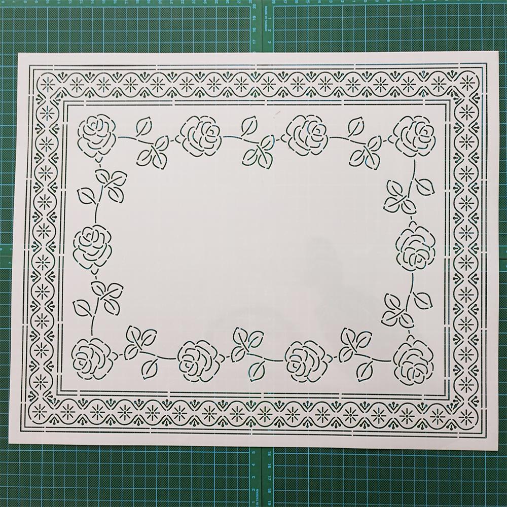 131玫瑰和雏菊 刺绣刺子绣镂空画图模板拓图描图工具模版绘图杯垫