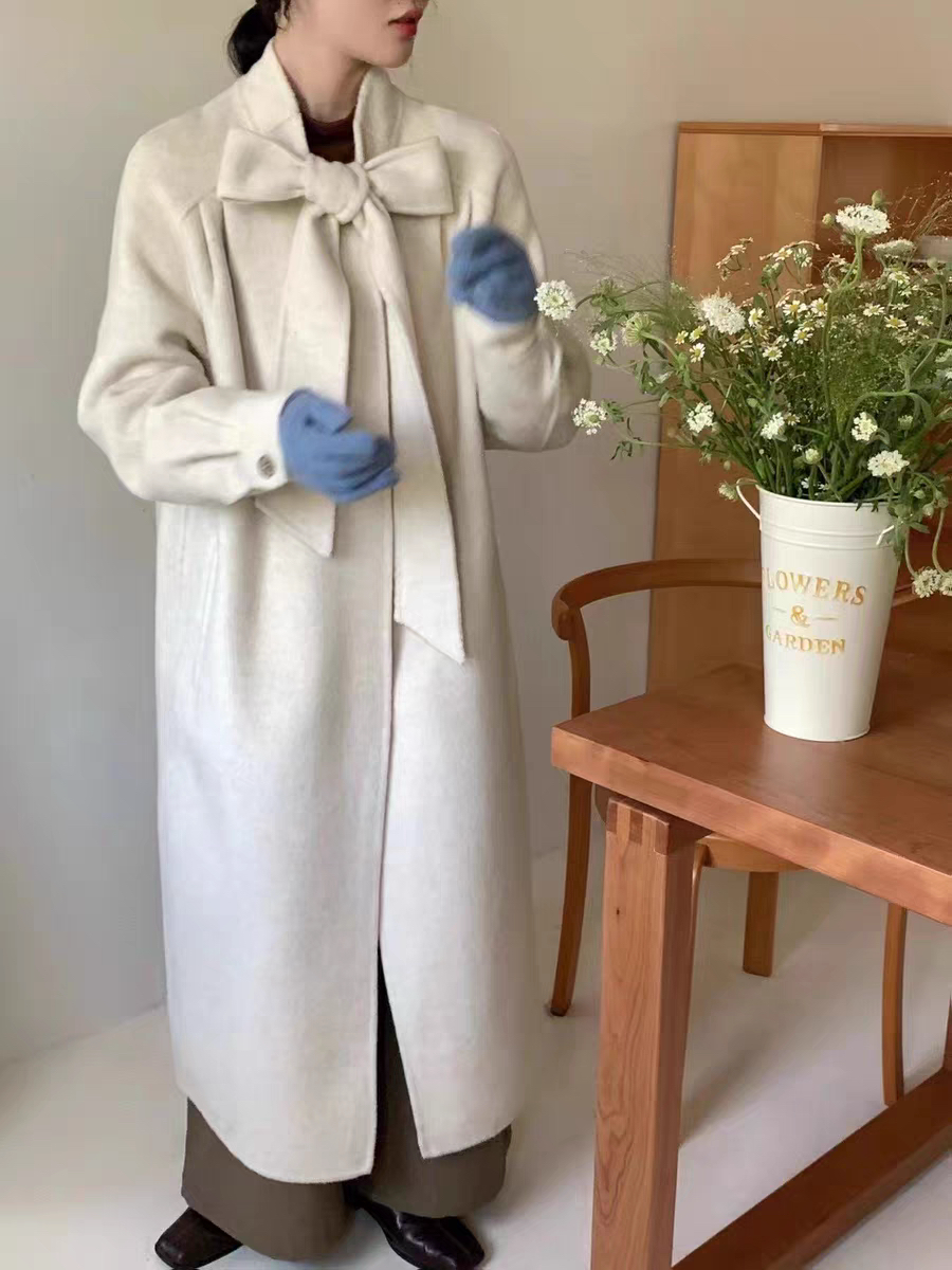 2025秋冬新款双面羊绒大衣女中长款狐狸毛领羊毛呢外套