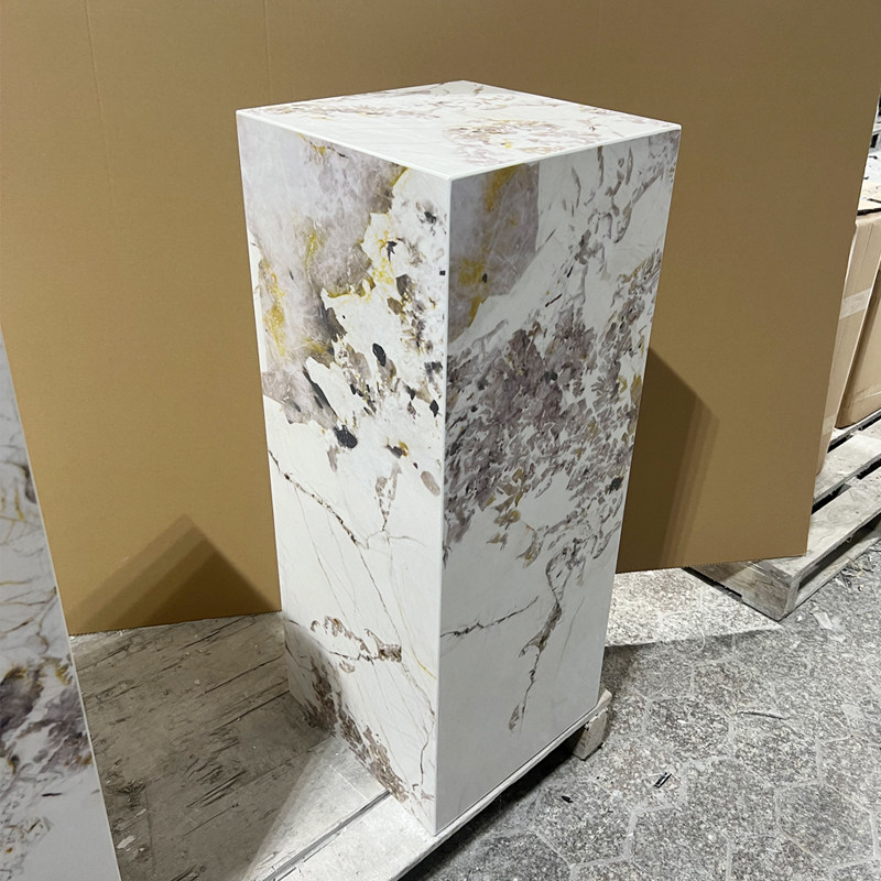 人造潘多拉大花白雅士白大理石底座 雕塑石材台子 装饰艺术品展台
