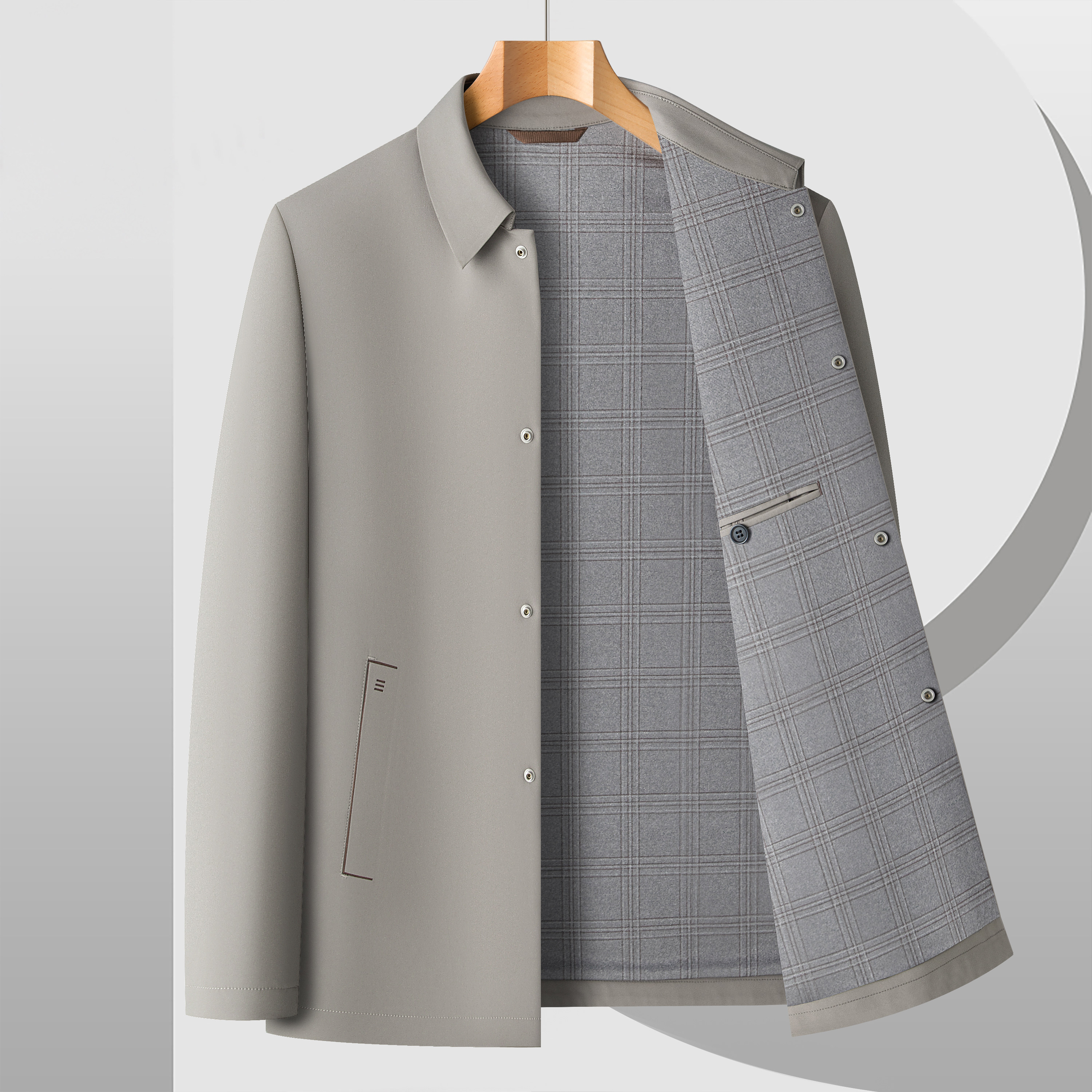 高端品牌鄂尔多斯市夹克男春秋大码商务翻领上衣行政夹克外套风衣