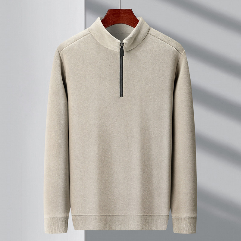 大牌鄂尔多斯市半高领拉链羊绒套衫男商务休闲中年冬保暖长袖上衣