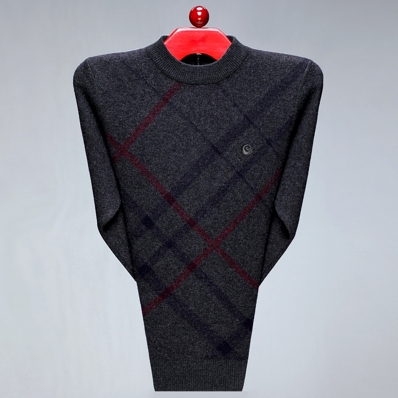羊绒衫男圆领套头针织打底毛衣