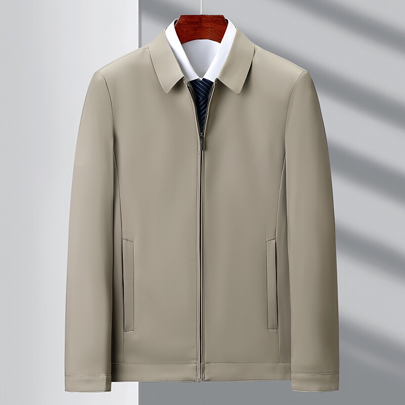 【专柜同款】鄂尔多斯市翻领中老年春秋外套休闲爸爸中年男夹克薄