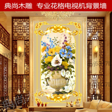 东阳木雕仿古门窗实木花格雕刻工艺中式玄关隔断吊顶角花雕花镂空