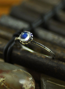 幽蓝宝石级天然冰种纯银百搭戒指