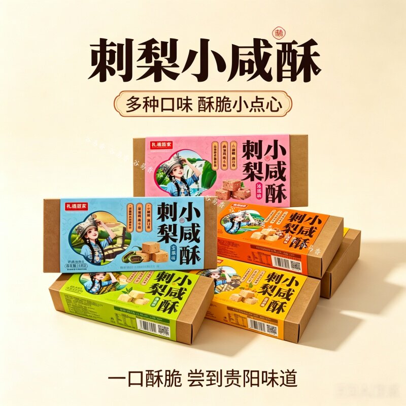 礼遇苗家刺梨小咸酥芝麻玫瑰抹茶
