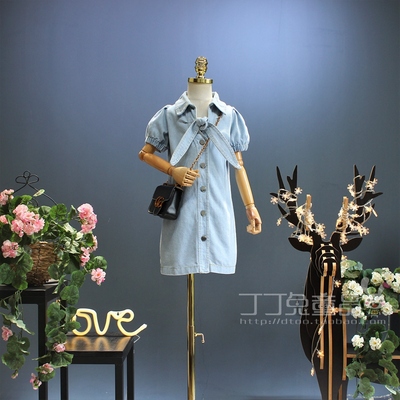 欧美水洗牛仔时尚休闲风公主裙子