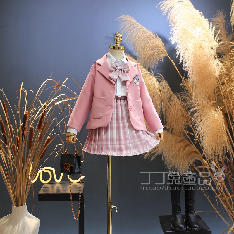 欧美女童装春秋季美少女学院风JK制服韩版中大童新款公主时尚套裙