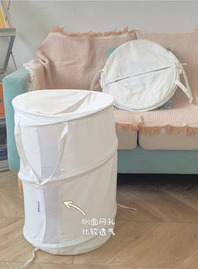 出口原单！家用多功能可折叠收纳筐~白色棉布收纳篓~衣柜收纳篮