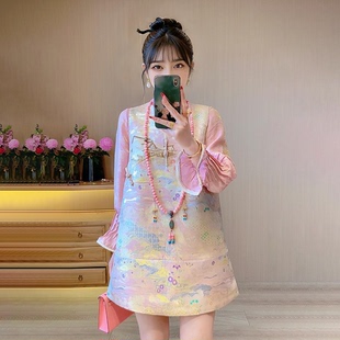 春季套装女2026新款裙新中式国风连衣裙轻奢高级感马甲裙大码胖mm