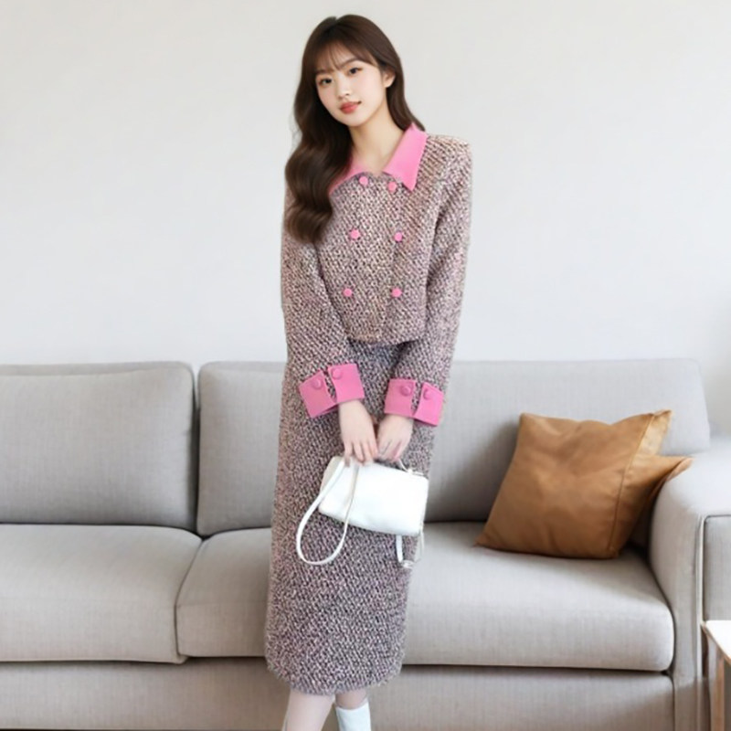2025新款轻奢高级感小香风套装女秋冬装裙子两件套长款千金风洋气