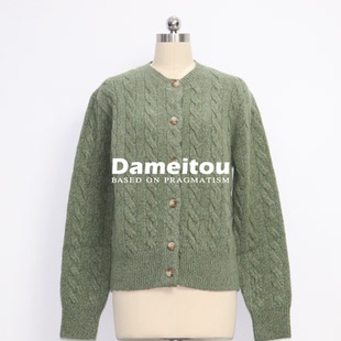 毛衫 针织衫 柔软 尾90羊毛10羊绒毛衣加厚经典 客供绝美纱线绞花开衫