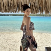 大渔 格纹抹胸比基尼纯欲性感小胸三件套海边度假泳衣女 方圆同款