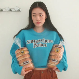 韩国正品直邮SOMEWHEREBUTTER字母休闲时尚卫衣