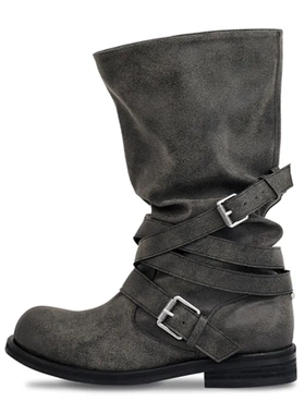 韩国正品Negativethree张元英同款做旧休闲复古中筒靴