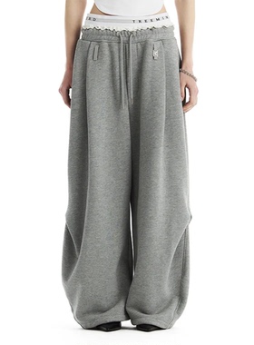 韩国正品直邮设计师品牌treemingbird休闲慵懒风宽松阔腿裤垂感