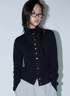 韩国正品直邮设计师MICHIKO LONDON KOSHINO高领纽扣开衫