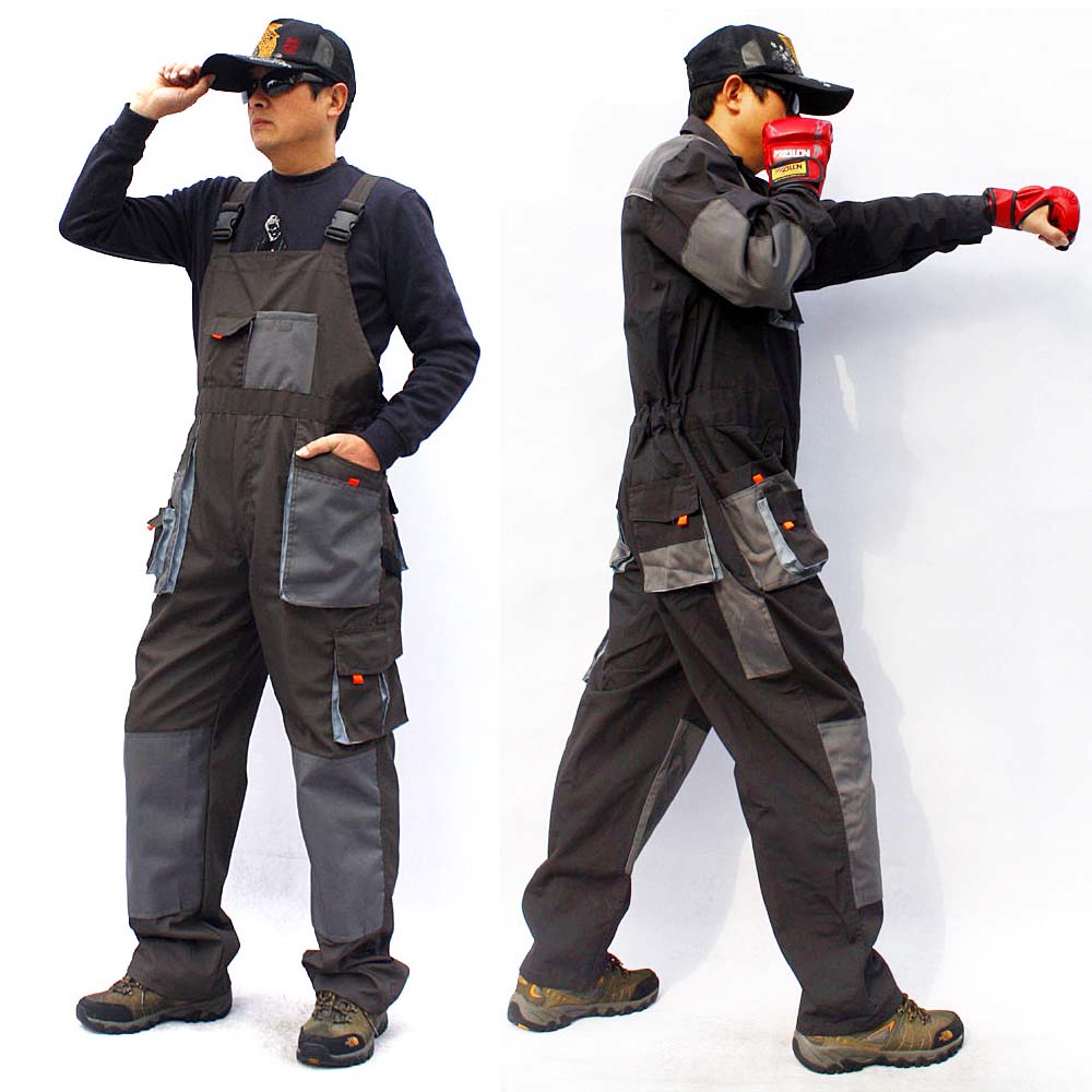 长袖连体服男多口袋宽松大码工装制服结实耐磨劳保工作裤汽修机修