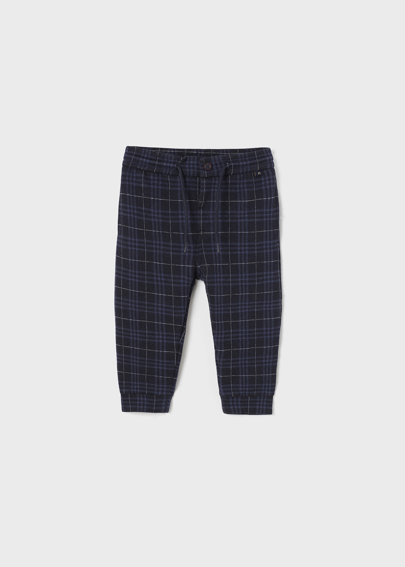 现货西班牙mayoral麦悠幼小男童装秋冬松紧系带格子保暖休闲长裤