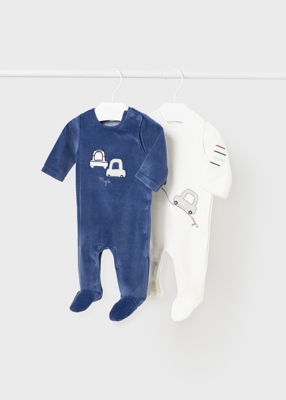 现货西班牙mayoral麦悠婴幼儿秋冬天鹅绒刺绣汽车开档连体衣套装