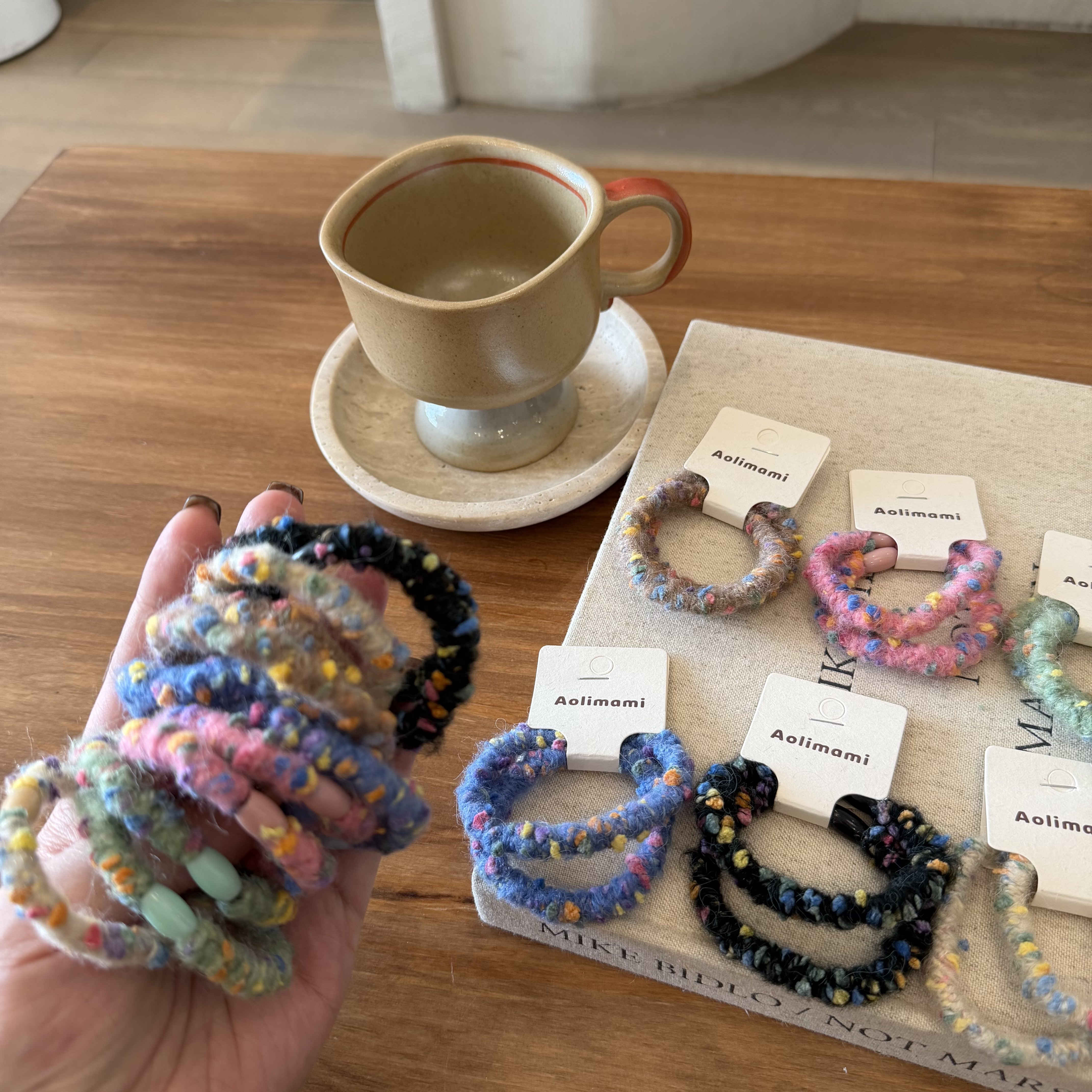 彩点毛绒高弹力儿童发圈 扎头发皮筋 大童小学生马尾绳 女童头绳