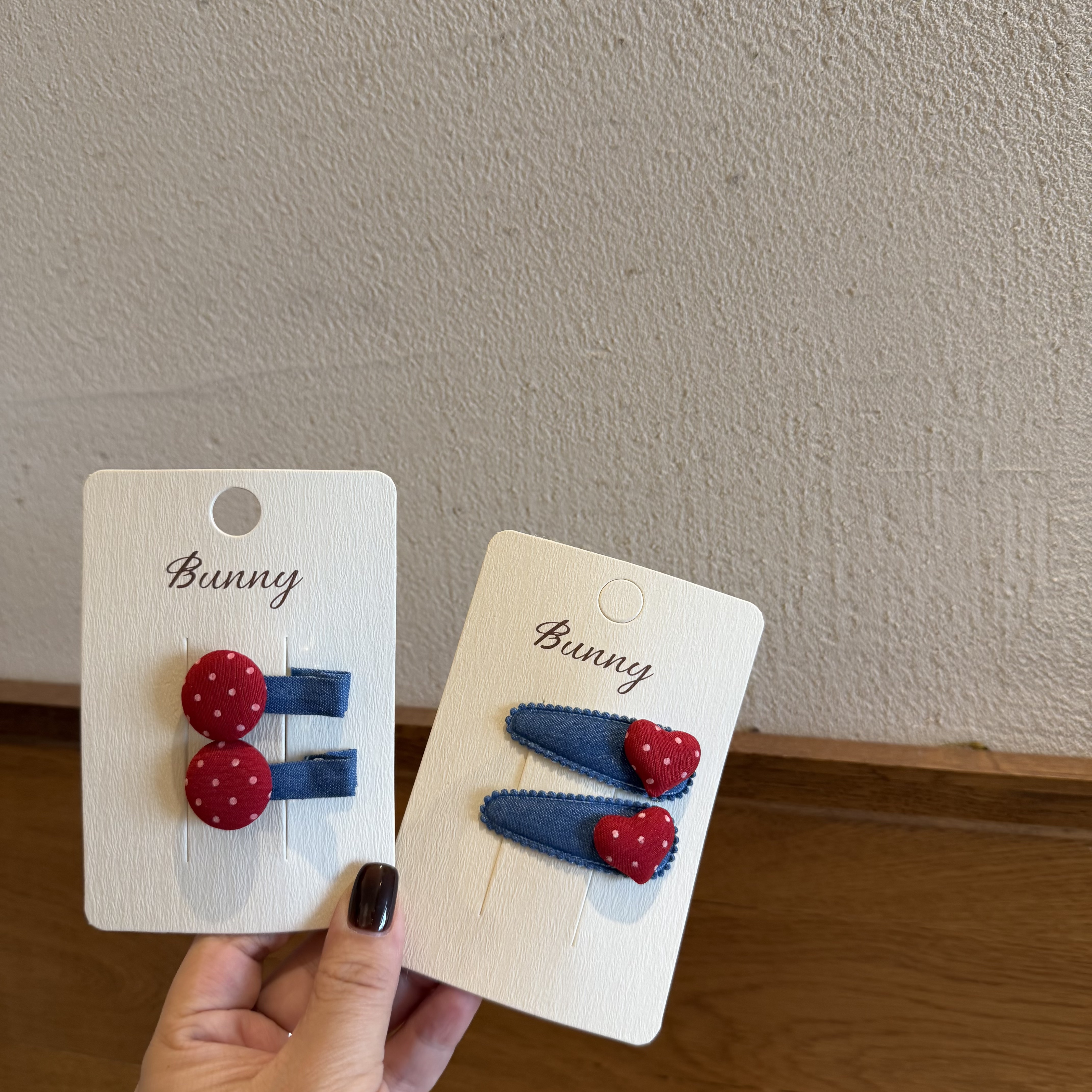 秋冬新款红蓝牛仔波点bb夹 儿童侧边夹刘海夹 甜美韩版女童发夹