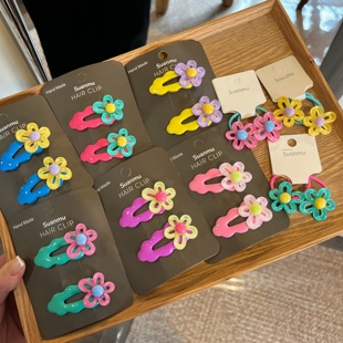 小雏菊花朵bb夹发圈儿童 宝宝边夹扎头发皮筋 韩国女童刘海夹发夹