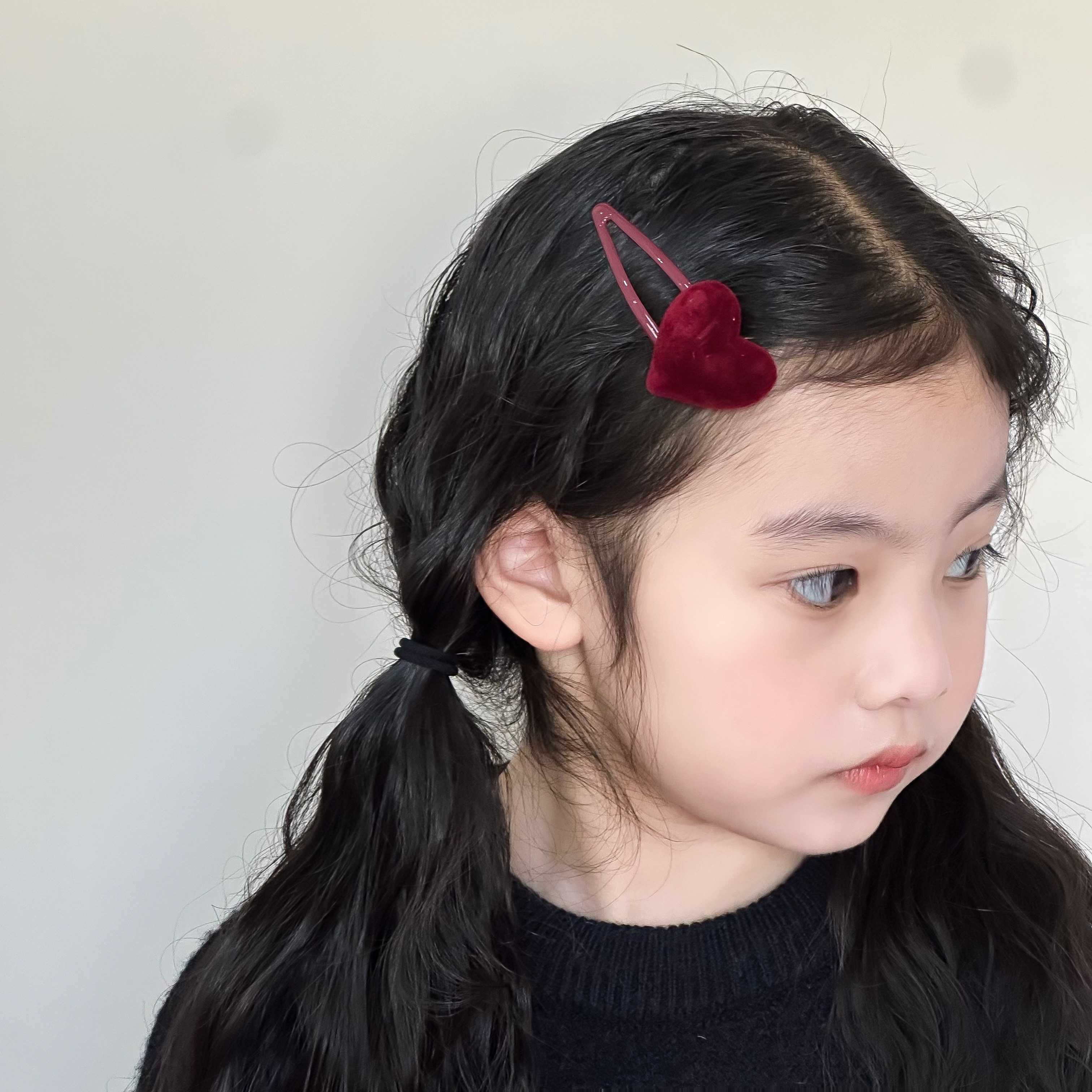 大号丝绒爱心bb夹 气质秋冬新款边夹刘海夹女童 发量多碎发夹发饰