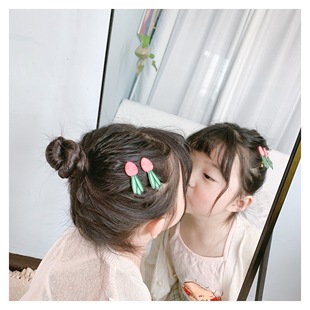 粉萝卜西瓜菠萝水果发夹 亚克力韩国边夹刘海夹 儿童发卡子宝宝