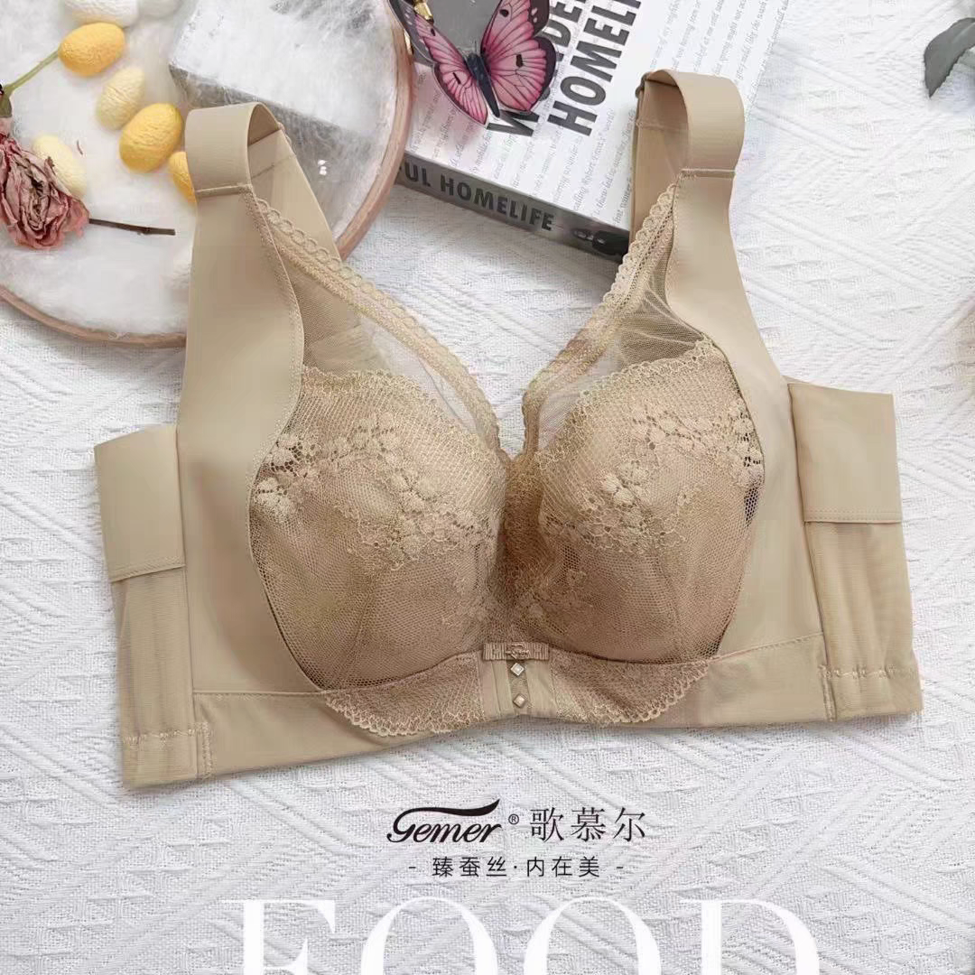 歌慕尔8443J软钢圈内衣超薄夹棉杯大胸显小防下垂CD杯文胸新中式