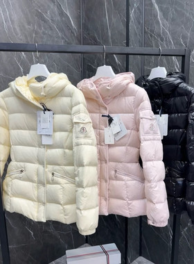 秋冬小蛮腰浅粉亮面收腰显瘦连帽羽绒服女气质鹅绒加厚外套
