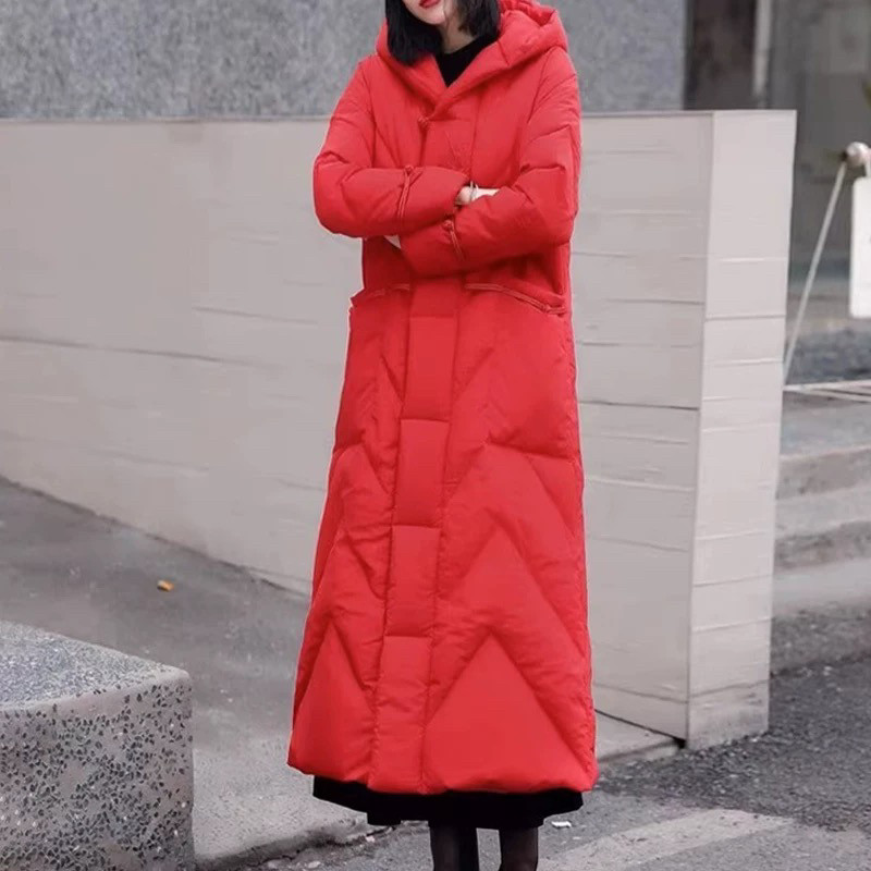 民族风盘扣羽绒服女冬季新款刺绣白鸭绒保暖妈妈中长款过膝外套潮