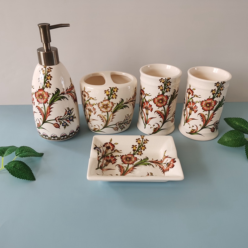 美式裂纹创意陶瓷洗漱欧式五件套
