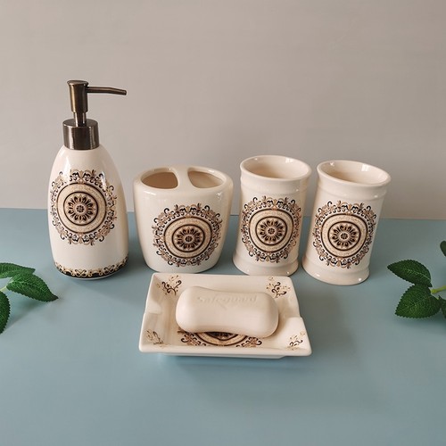 陶瓷卫浴五件套洗手台漱口杯