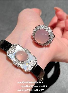 马达加斯加天然粉玉髓太阳花项链 水灵水灵 妃子笑白玉髓贝母手镯