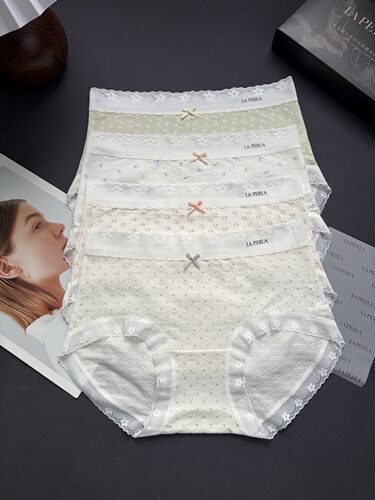 LAP新款莱赛尔轻薄提花中腰无痕内裤 舒适含蚕丝底裆三角女内裤
