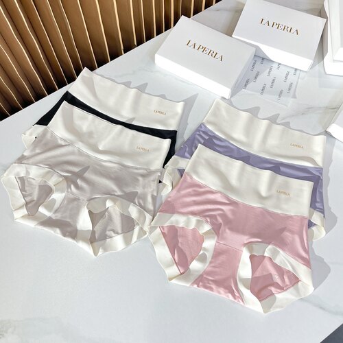 LAP贵妇女士新款拼色裸感高腰内裤 柔软舒适透气三角女内裤110881