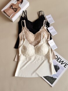 LAP新款法式蕾丝吊带美背内衣 带胸垫吊带舒适内搭外穿背心112811
